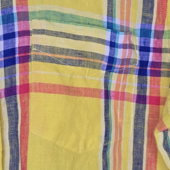 Ralph Lauren LRL Black Label Womens Linen Yellow Plaid Tunic Popover Top Medium - Picture 6 of 12